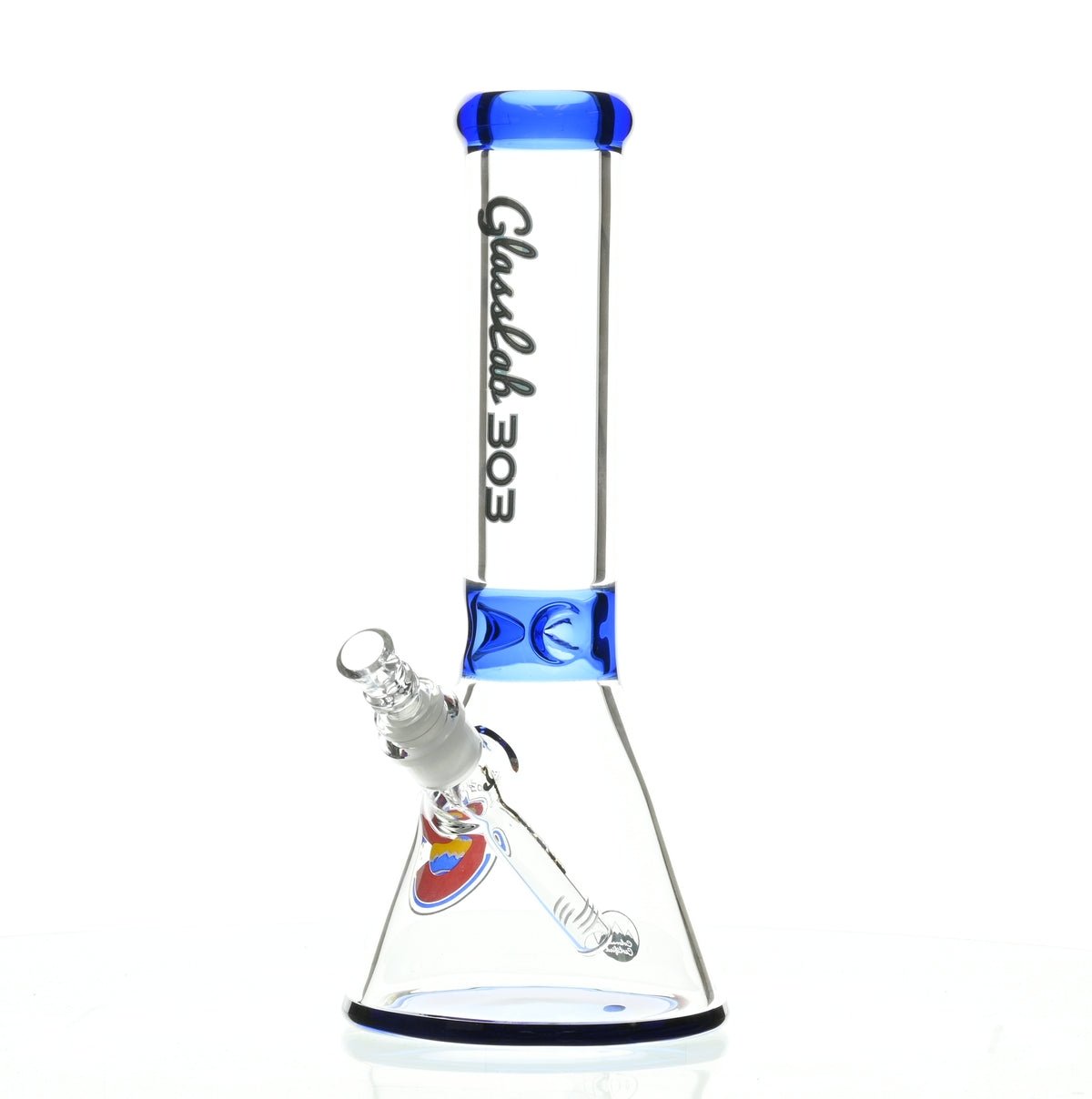 GLASSLAB 303 7MM BEAKER DARK BLUE ACCENT - Smoke Spot Smoke Shop