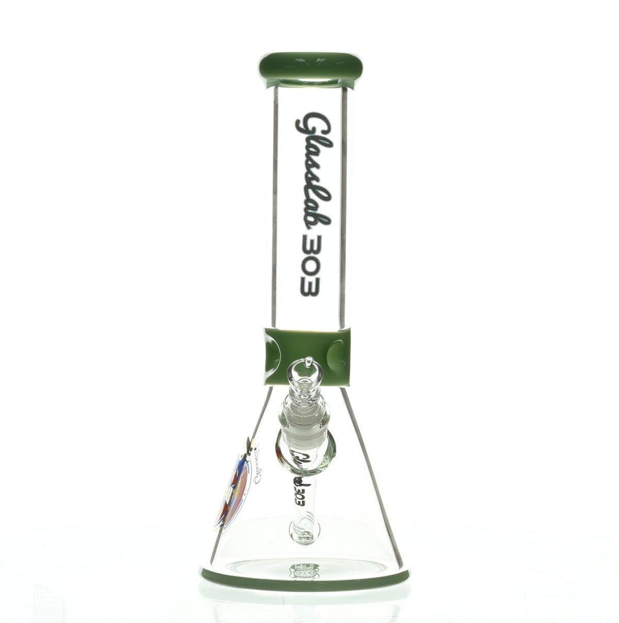 GLASSLAB 303 7MM Beaker Waterpipe with Light Green Accent
