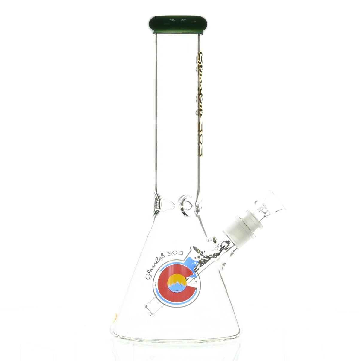 GLASSLAB 303 BEAKER DARK GREEN ACCENT - Smoke Spot Smoke Shop