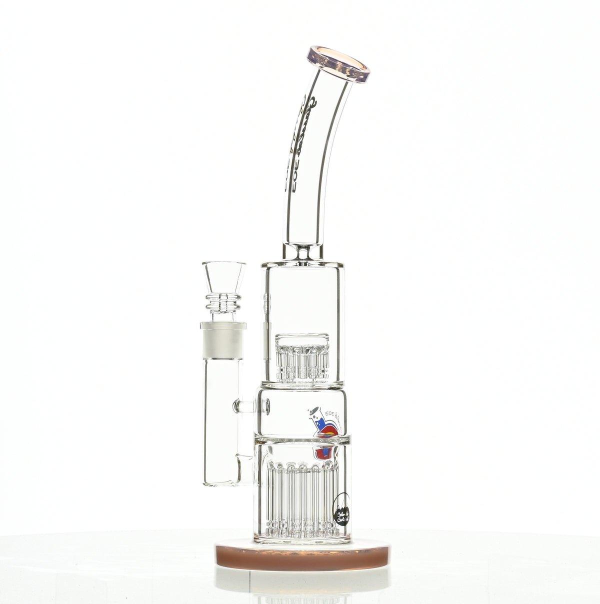 Top View of GLASSLAB 303 Pink Accents Waterpipe Rig - Smoke Spot