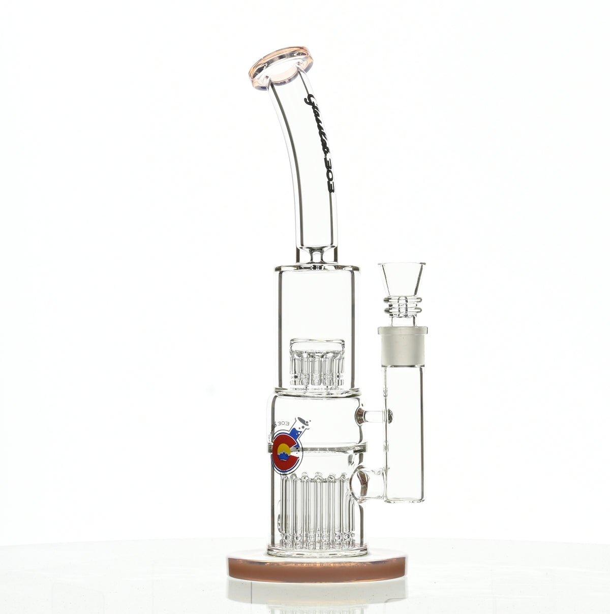 Detailed View of GLASSLAB 303 Pink Accents Glass Rig - Smoke Spot