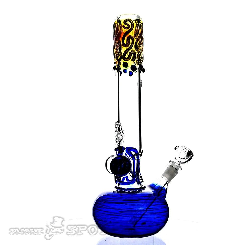 Glowfish Glass Blue round bottom 14 inch - Smoke Spot Smoke Shop