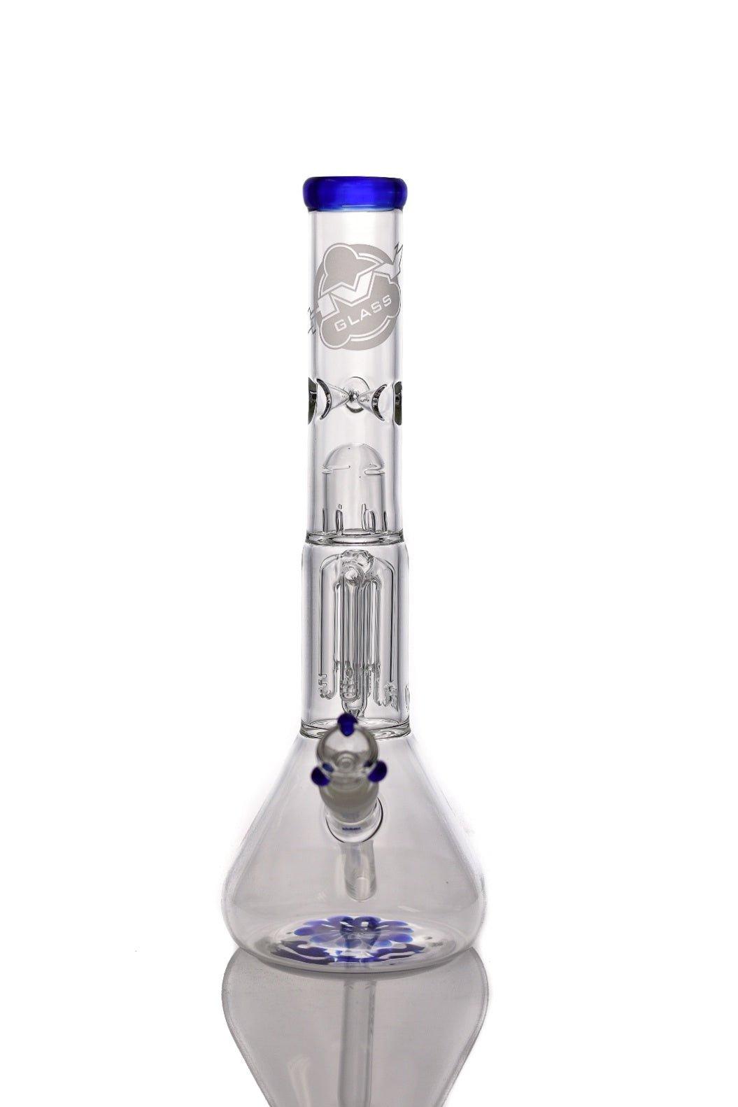 HVY Clear Beaker With Tree Perc Blue premium scientific glass waterpipe