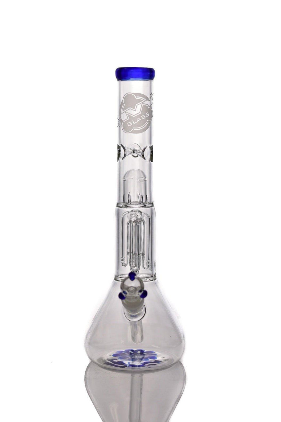 HVY Clear Beaker With Tree Perc Blue