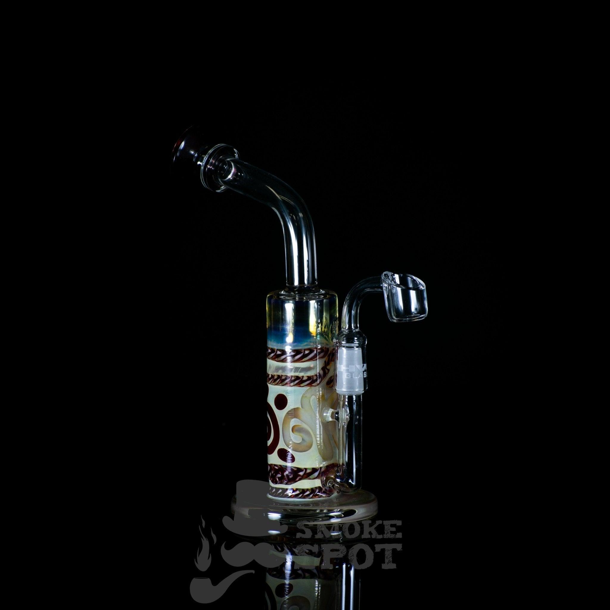 HVY Glass HBS4 cc 10in color coiled cane work , mini can direct inject bubbler - Smoke Spot Smoke Shop