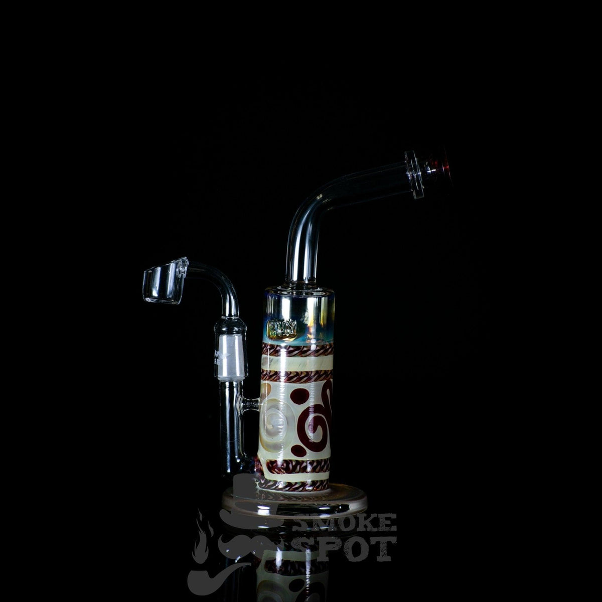 HVY Glass HBS4 cc 10in color coiled cane work , mini can direct inject bubbler - Smoke Spot Smoke Shop