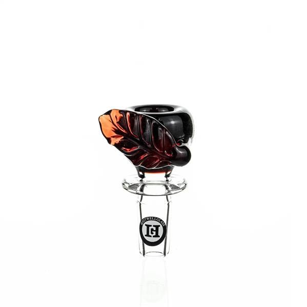 Joe Madigan Burgundy Glass Bowl with Red Leaf Design - 14mm