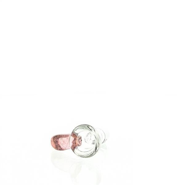 Joe Madigan Color Hook Pink 14mm Glass Dry Herb Slide Side View - Smoke Spot