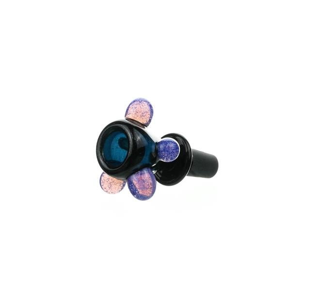 Joe Madigan Colored Bowl Blue Dichro Lollipop purple Dots - Smoke Spot Smoke Shop