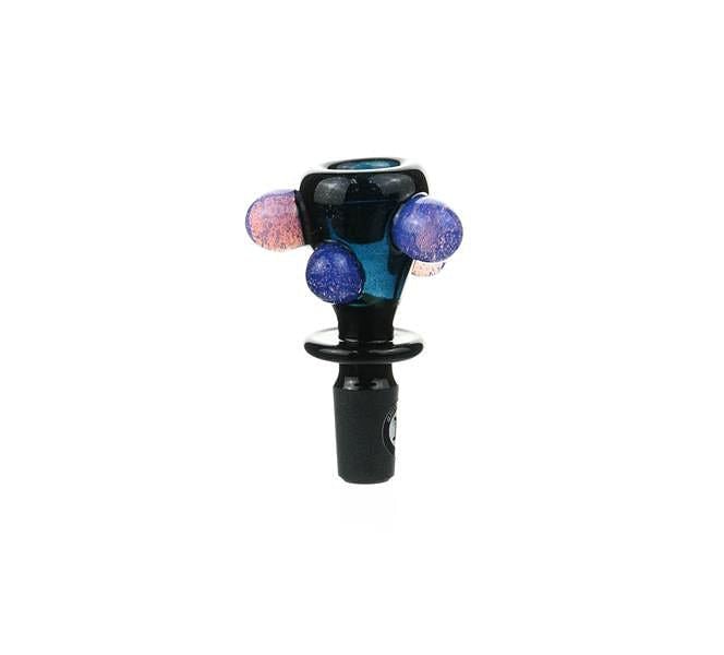 Joe Madigan Colored Bowl Blue Dichro Lollipop purple Dots - Smoke Spot Smoke Shop