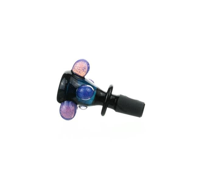 Joe Madigan Colored Bowl Blue Dichro Lollipop purple Dots - Smoke Spot Smoke Shop