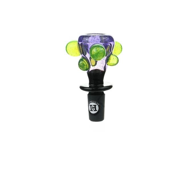 Joe Madigan Colored Bowl Lollipop Purple Slime Green Dots 14mm Dry Herb Slide Glass Accessory