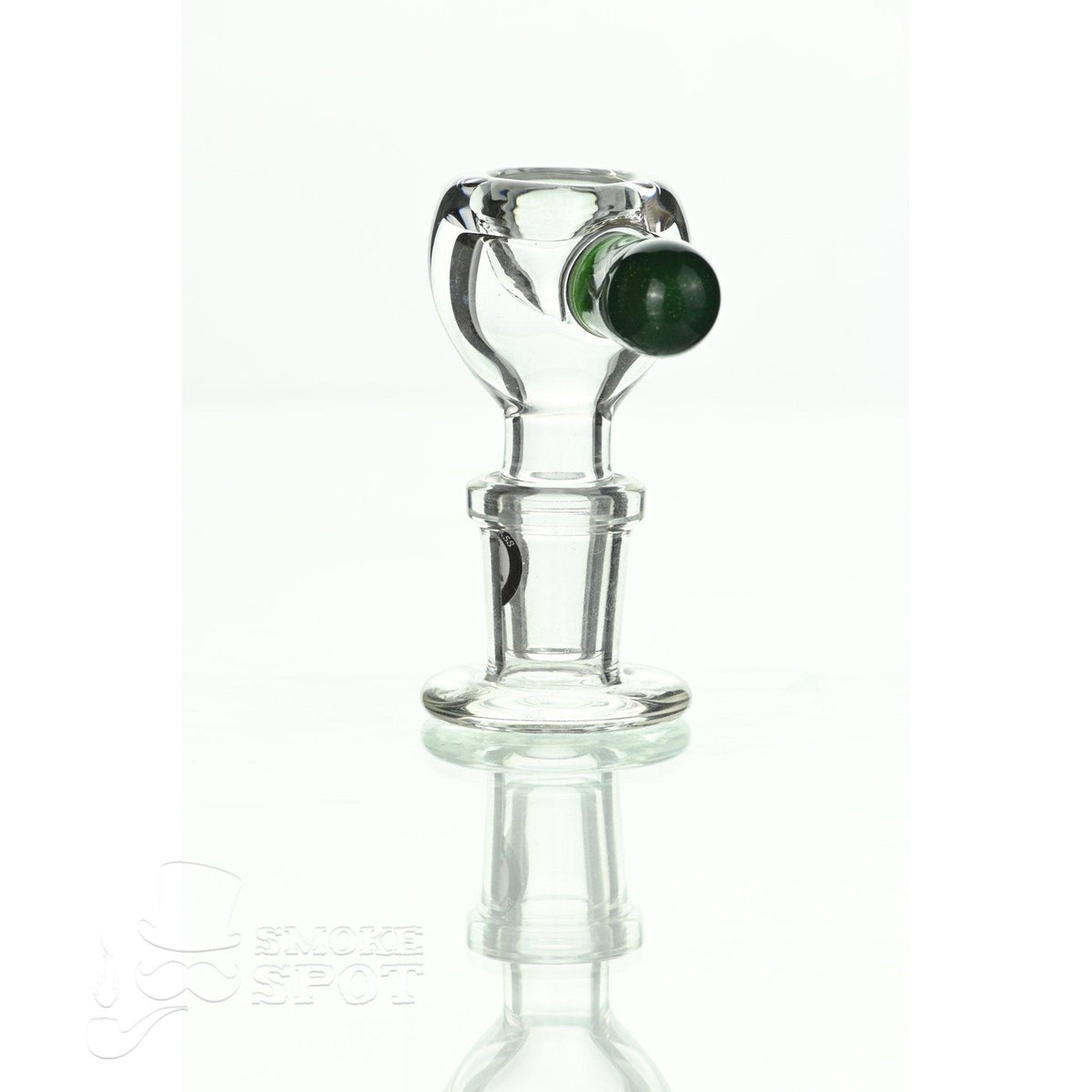 Close-up of Joe Madigan dry herb slide 14 mm green handle