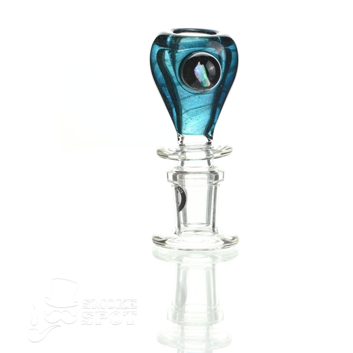 Side view of Joe Madigan dry herb slide 14 mm with dicro blue - Smoke Spot Smoke Shop