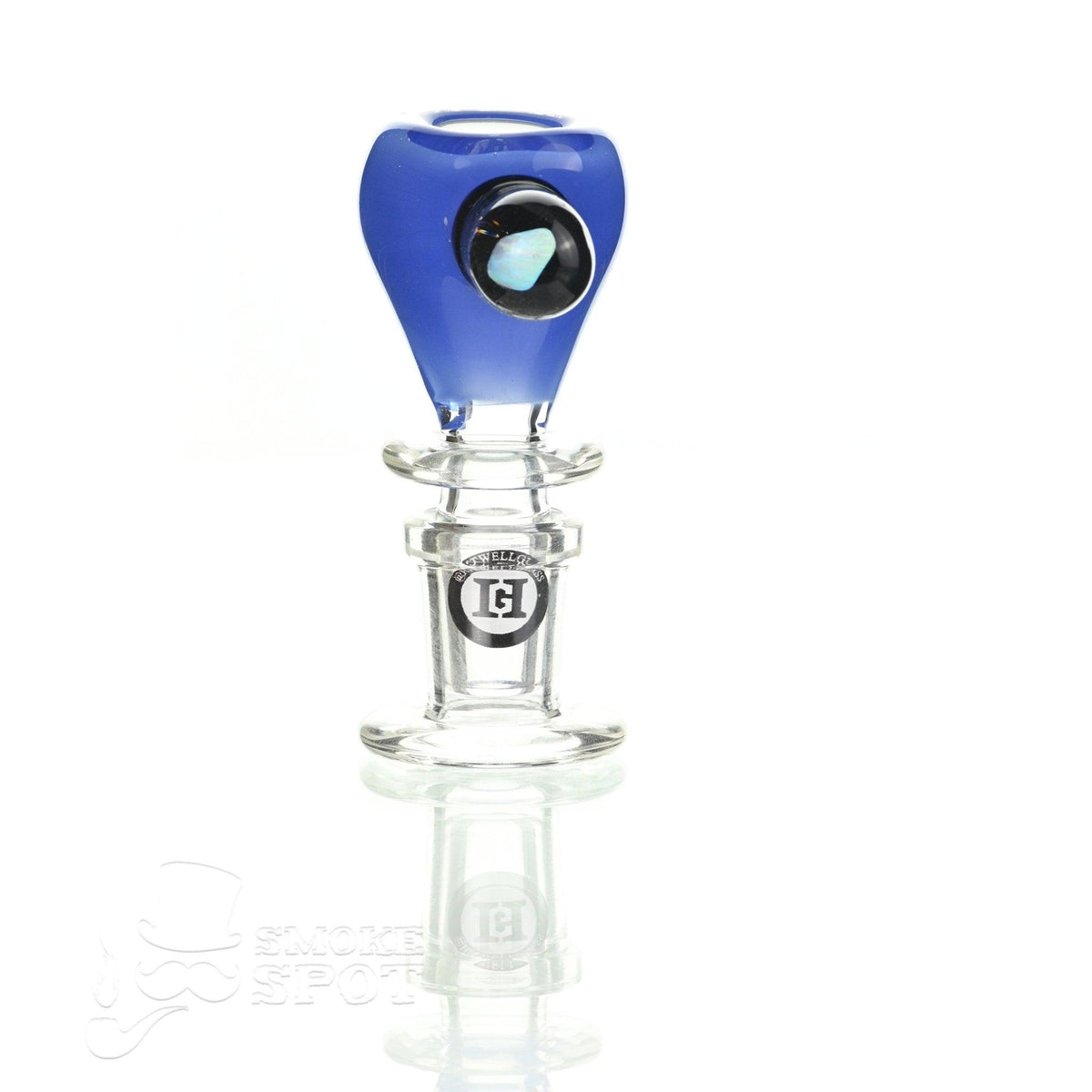 Side view of Joe Madigan dry herb slide 14 mm with dicro milky blue - Smoke Spot