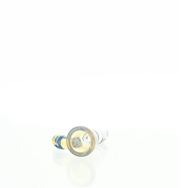 Side view of Joe Madigan Hook Full Color Secrete White dry herb slide - Smoke Spot Glass