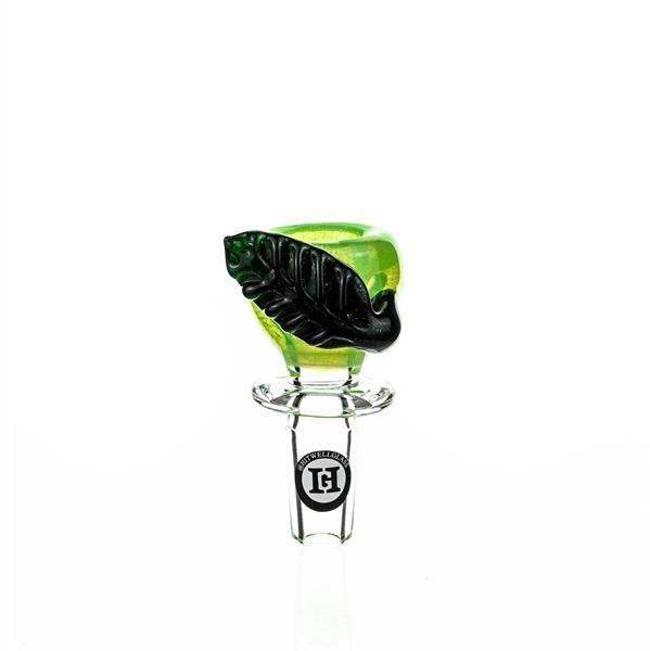 Joe Madigan Milky Green Bowl Dichro Green Leaf - 14mm Glass Bowl