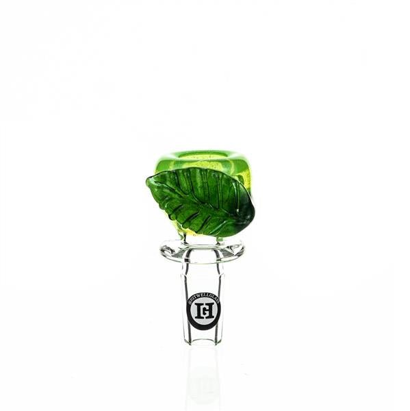 Joe Madigan Milky Green 14mm Glass Bowl with Green Leaf Design