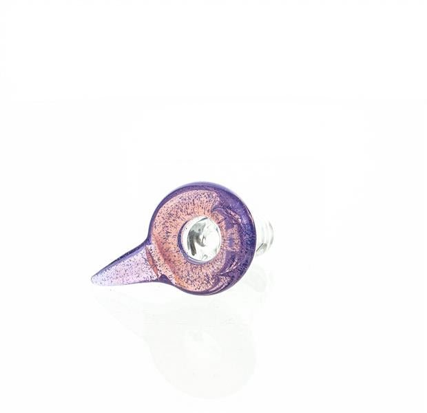 Side view of Joe Madigan Mini Bowl with Mini Hook Violet glass bowl