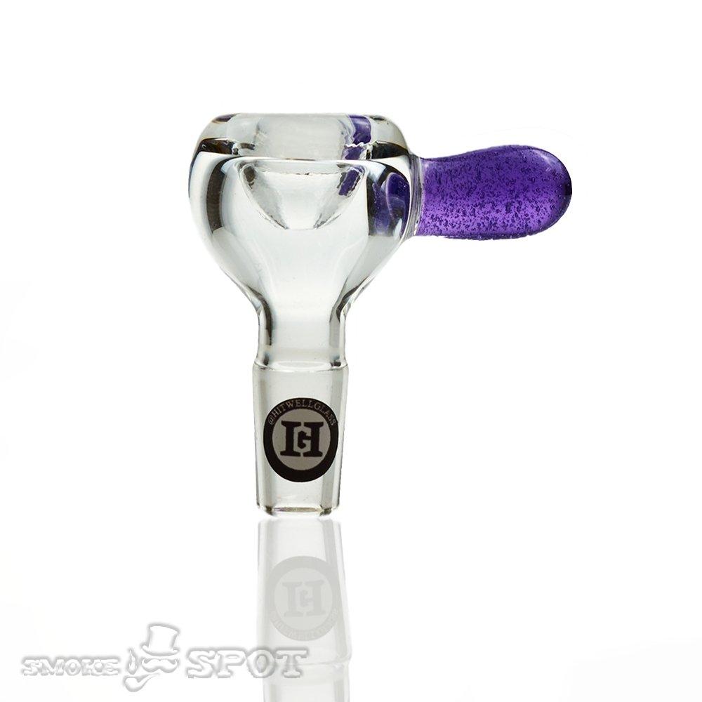 Joe Madigan Round with Handle Purple Lollypop 14mm Glass Bowl - Premium Glass Accessory