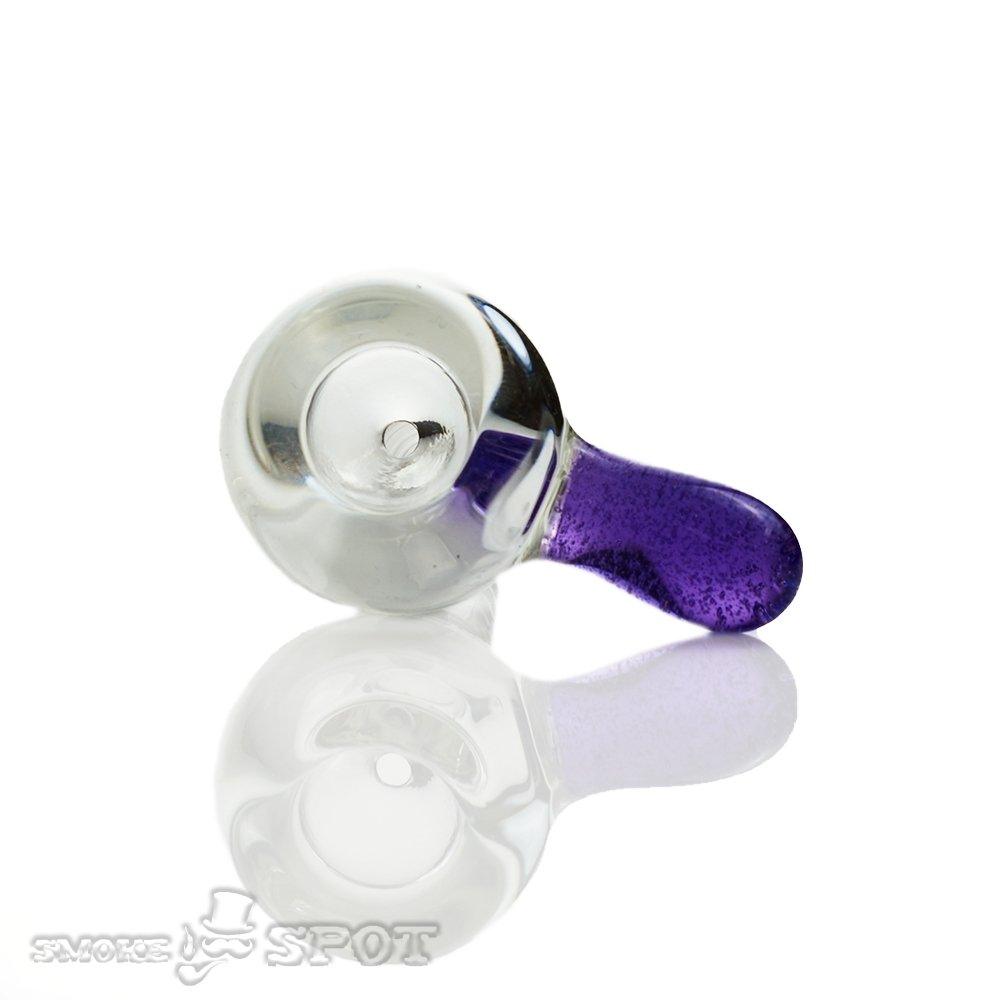 Side View of Joe Madigan Round with Handle Purple Lollypop 14mm Glass Bowl