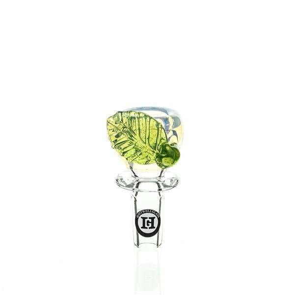 Joe Madigan Secrete White Bowl with Green Leaf 14mm Glass Accessory - Smoke Spot Glass