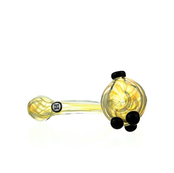 Joe Madigan Sherlock Blue Dots Gold Fumed Handpipe