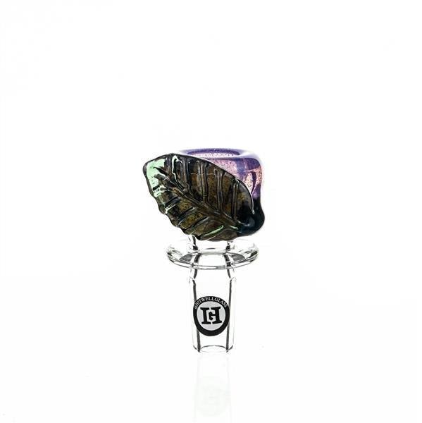 Joe Madigan Violet Bowl with Teal Blue Leaf - 14mm Glass Accessory