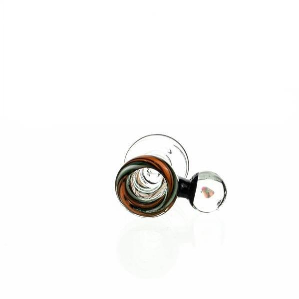 Side view of Joe Madigan Worked Funnel Bowl with Opal 111 - Handworked Glass Bowl
