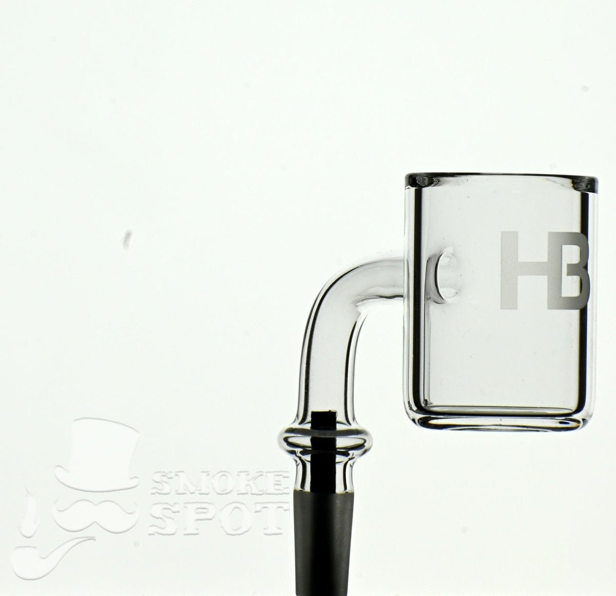 Side view of Joel Halen 90 degree 10 mm 30 mm quartz bucket flat bottom banger