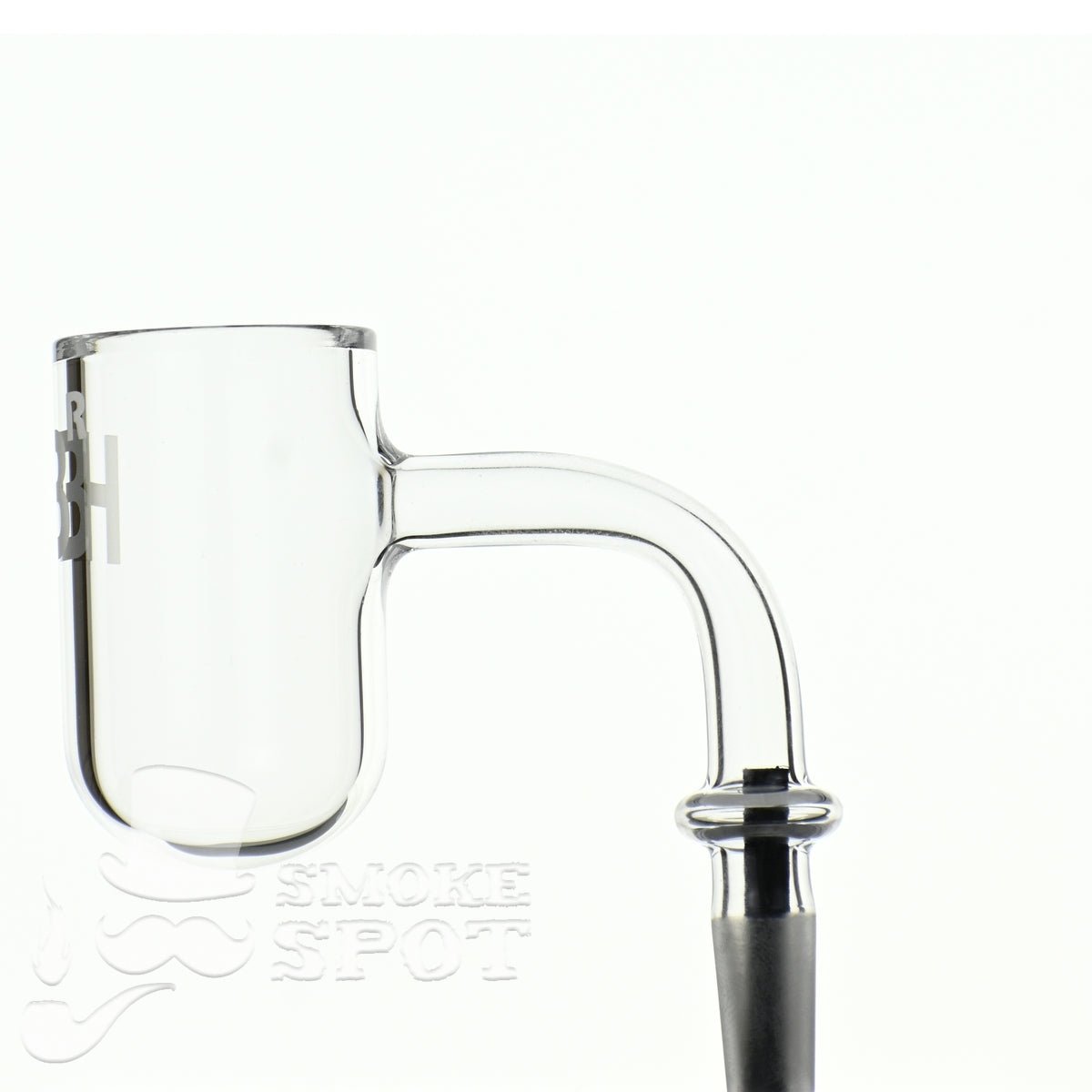Side view of Joel Halen 90 degree 10 mm quartz banger - Smoke Spot Glass