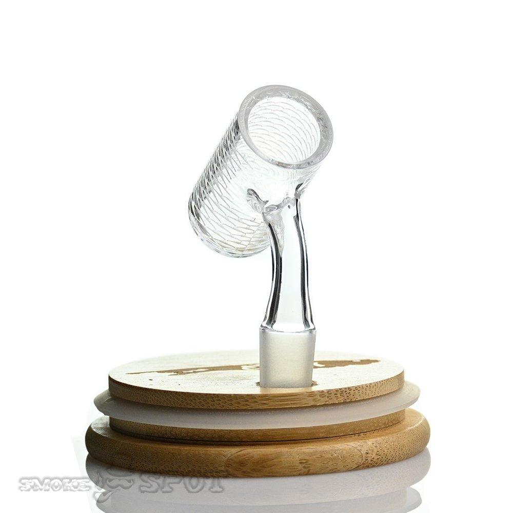 Long Island 14mm 45 degree round diagonal engraved quartz banger full view