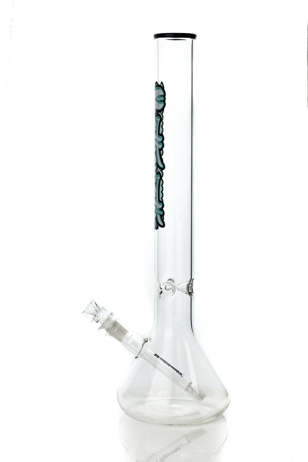 Side view of Mathematix 18 inch Beaker Wish A Showerhead Downstemp waterpipe