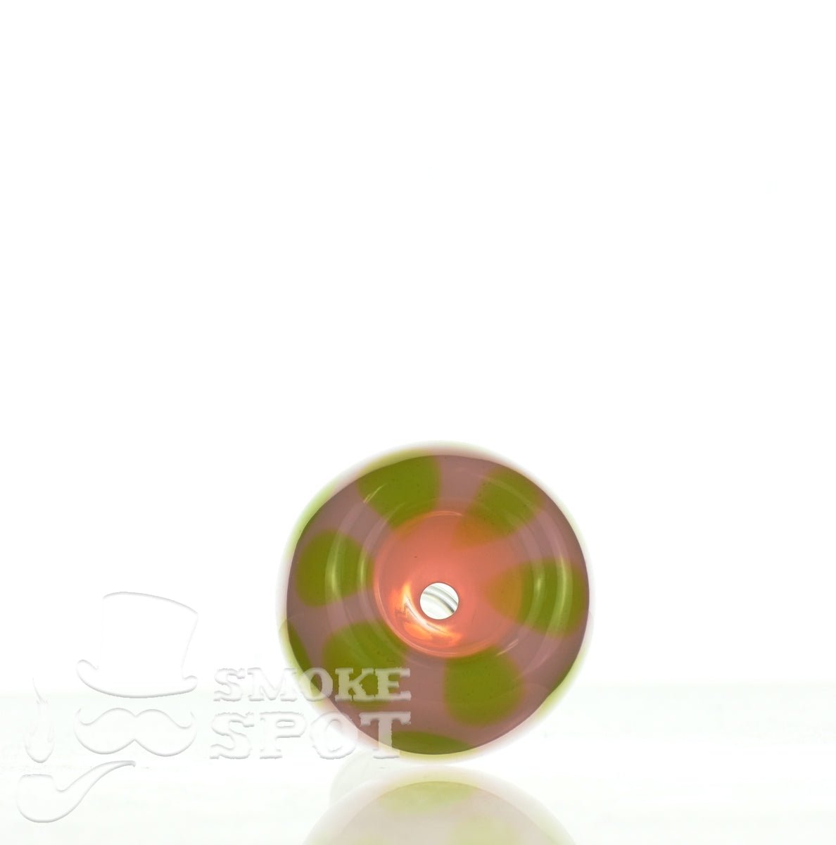 Close-up of Mathematix Pink with Dots 14mm Glass Bowl for Dry Herb Slides
