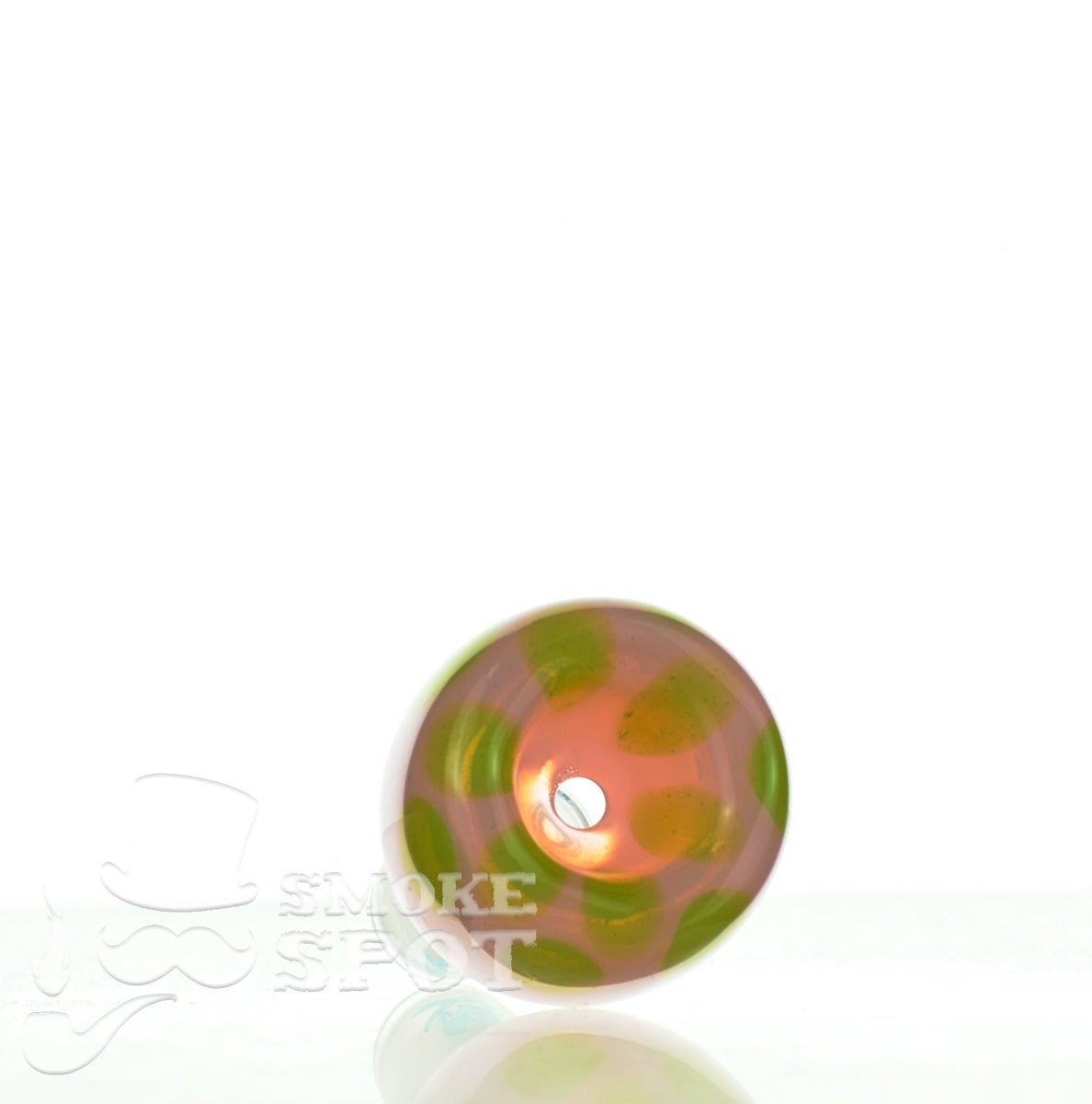 Side View of Mathematix Pink with Dots 14mm Glass Bowl for Dry Herb Rigs