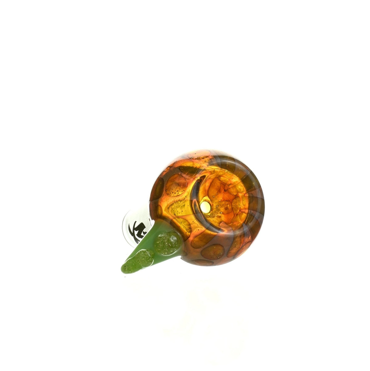 Side view of Mathematix Reversal Bowl w Colored Hook 103 14mm Glass Bowl
