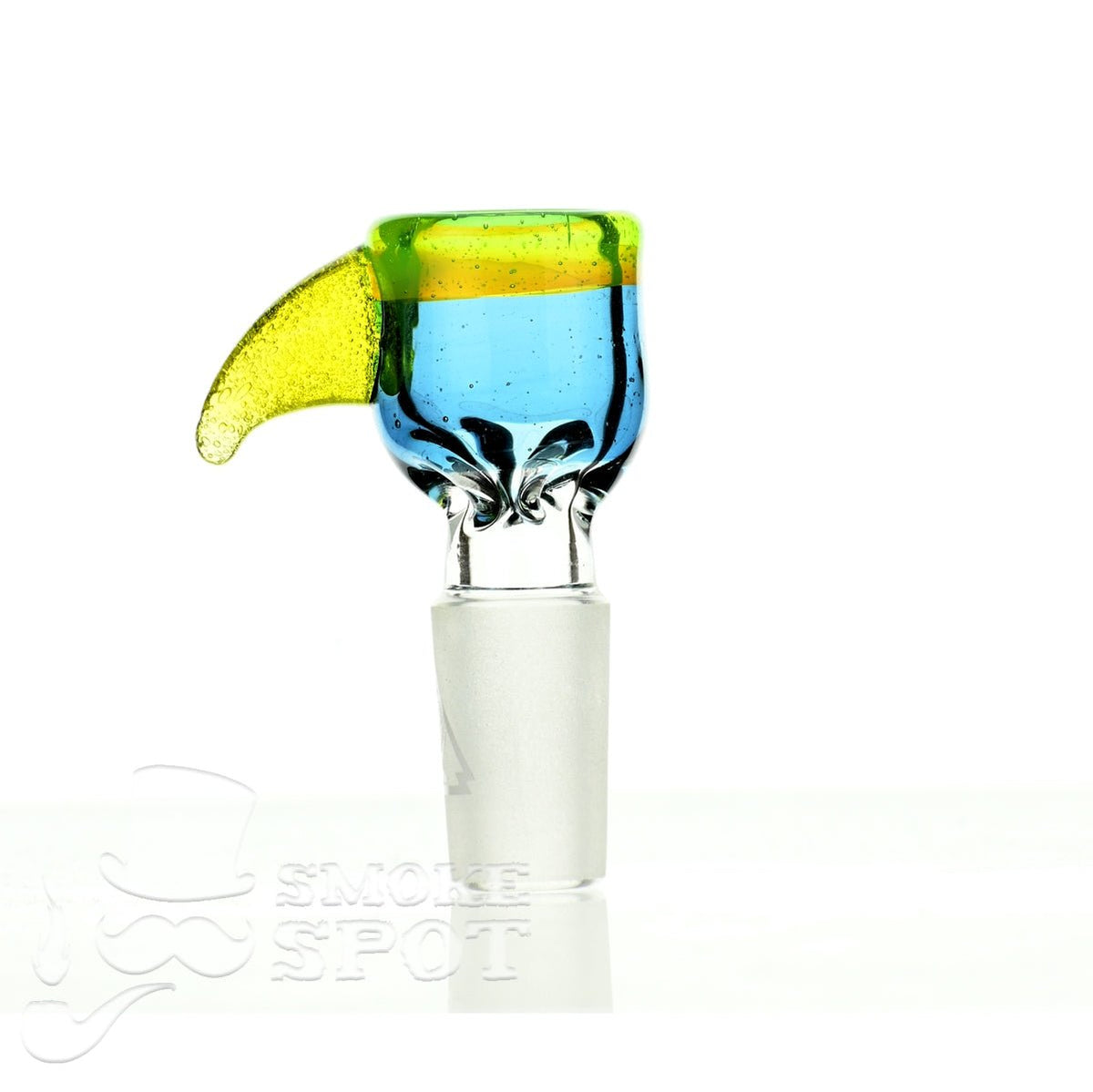 Side view of Mathematix Tea Cup Trio 14mm Glass Bowl with Hook and Ice Pinch