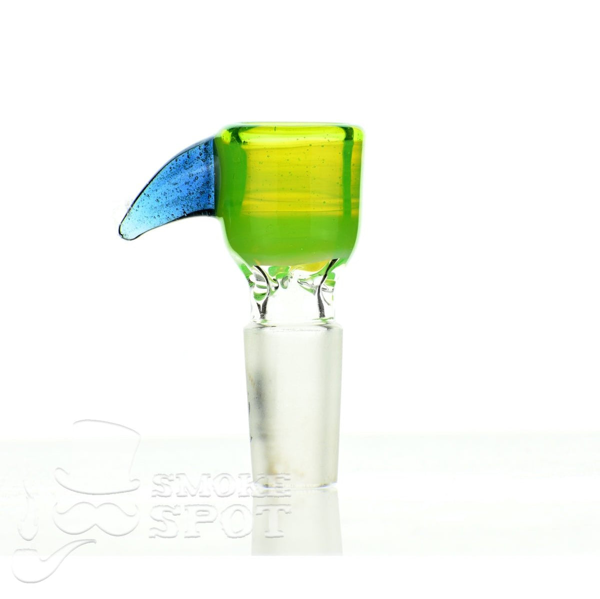 Side view of Mathematix Tea Cup Trio 14mm Glass Bowl with Hook and Ice Pinch