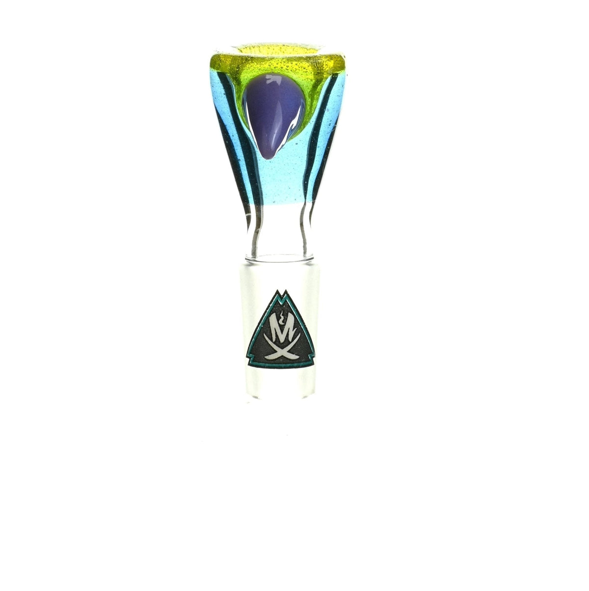 Side view of Mathematix Tri Color Funnel 14 mm Bowl 108 glass bowl