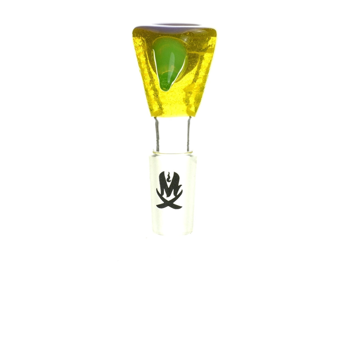 Side view of Mathematix Tri Color Funnel 14 mm Bowl 109 glass bowl