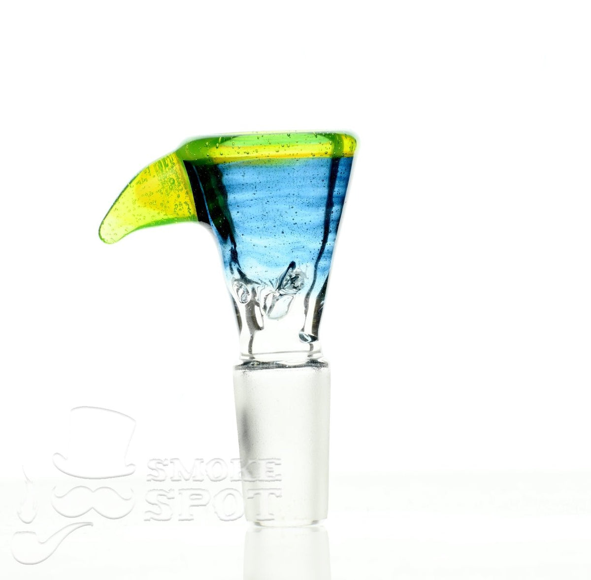 Side view of Mathematix Tri Color Funnel Ice Pinch 14 mm 101 glass rig accessory