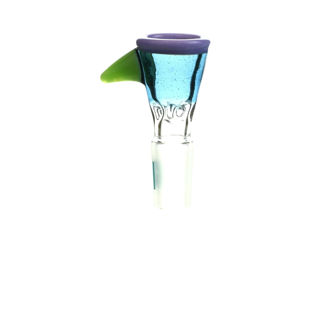 Side view of Mathematix tri color funnel ice pinch 14 mm glass bowl - Smoke Spot