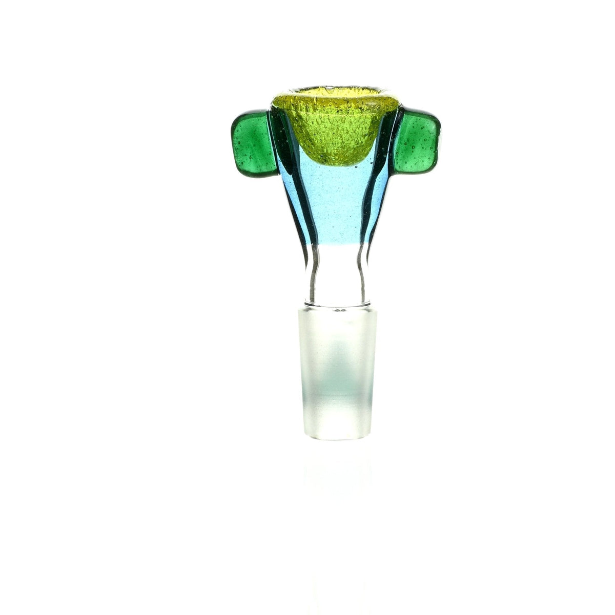 Side view of Mathematix Tri Color Thick Funnel 13mm Glass Bowl - Premium Glass Accessory