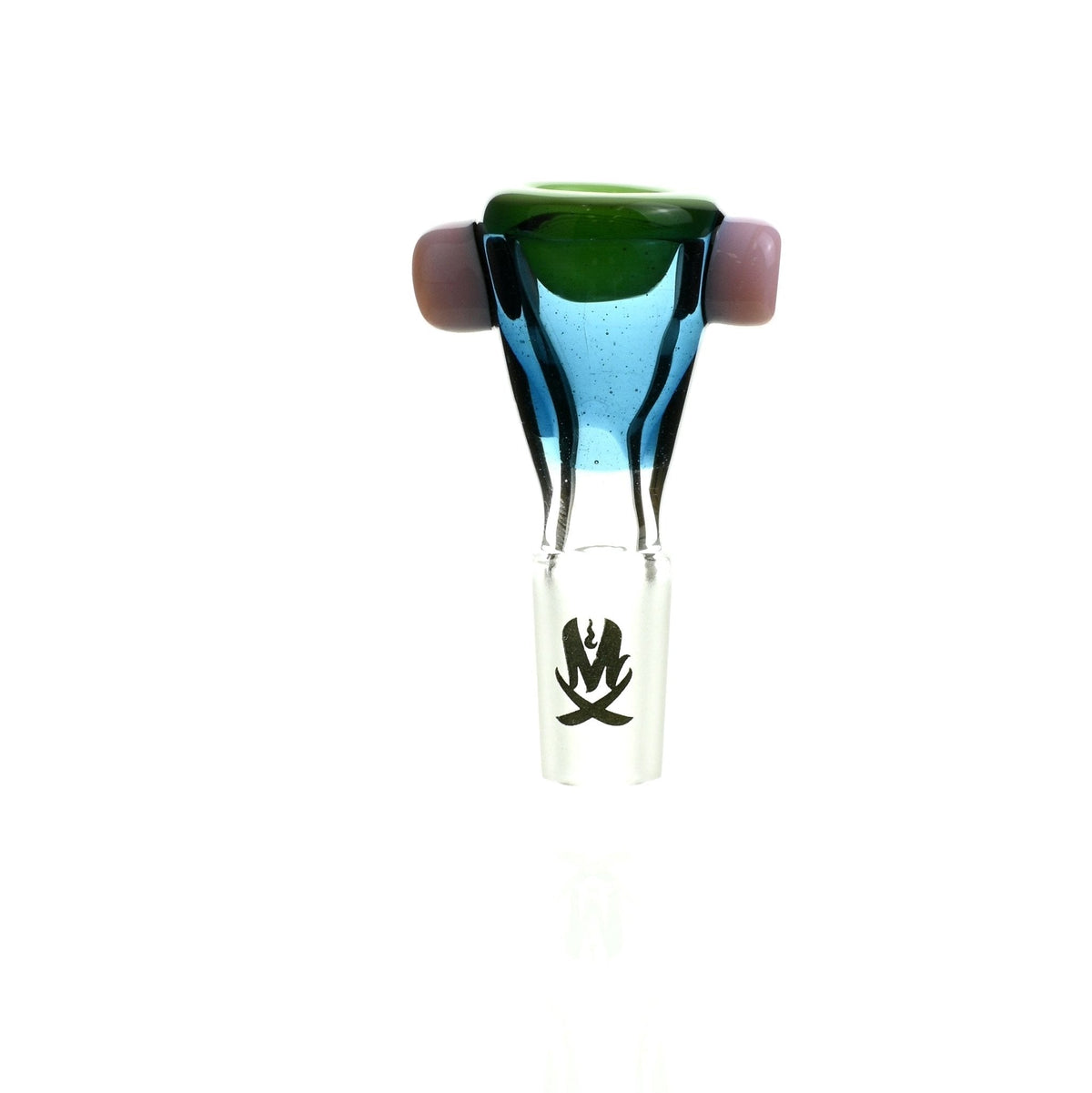 Side view of Mathematix Tri Color Thick Funnel 15mm Glass Bowl - Smoke Spot Smoke Shop
