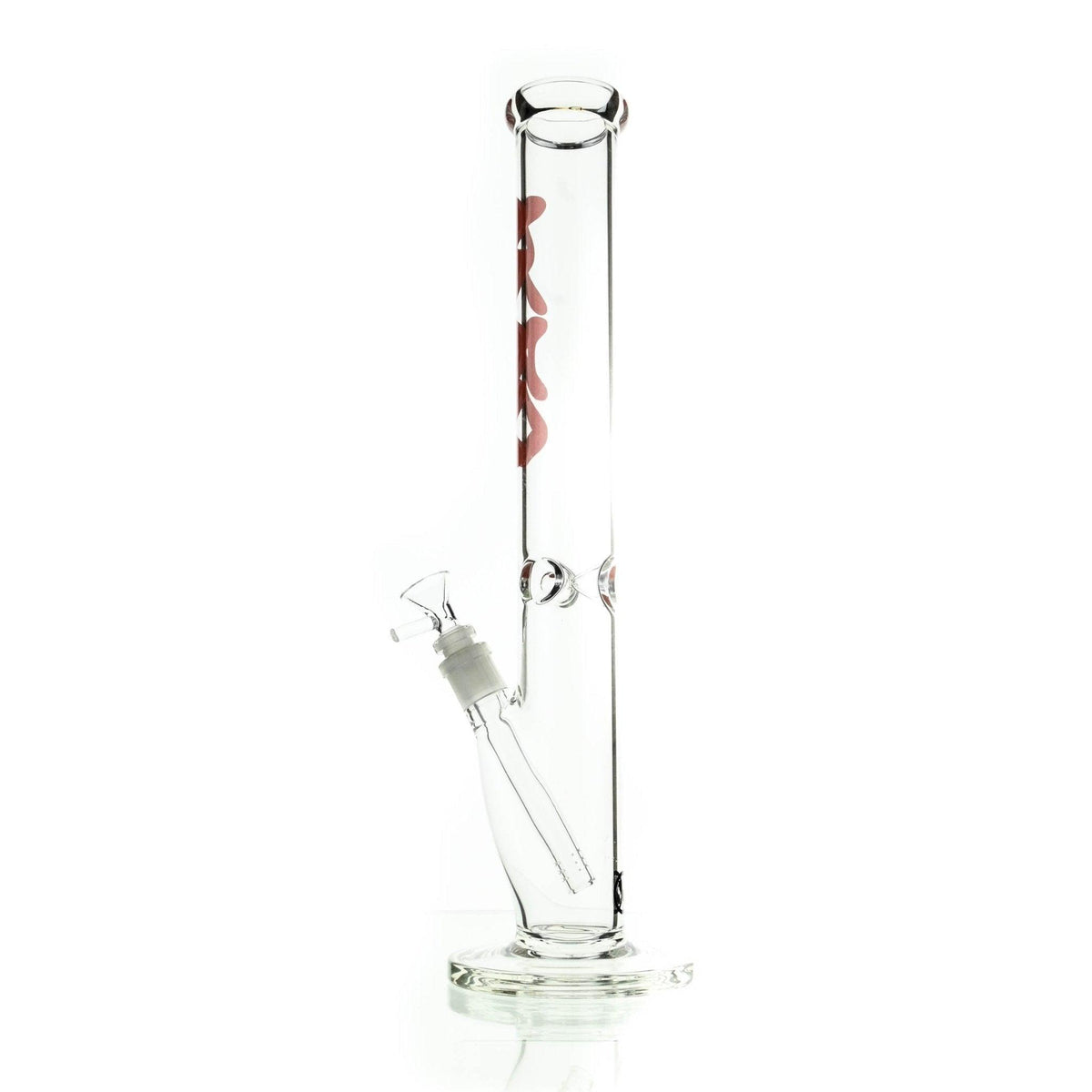Side view of MAV 50x5 Straight Tube Clear Red 18 Inch Waterpipe