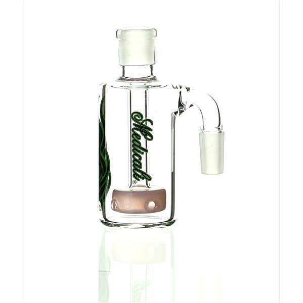 Medicali Ash Catcher 14mm Green Black On Pink 90 Degree - Smoke Spot Glass