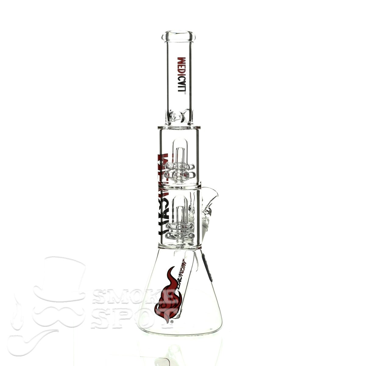 Medicali glass 13 inch double showerhead beaker - Smoke Spot Smoke Shop