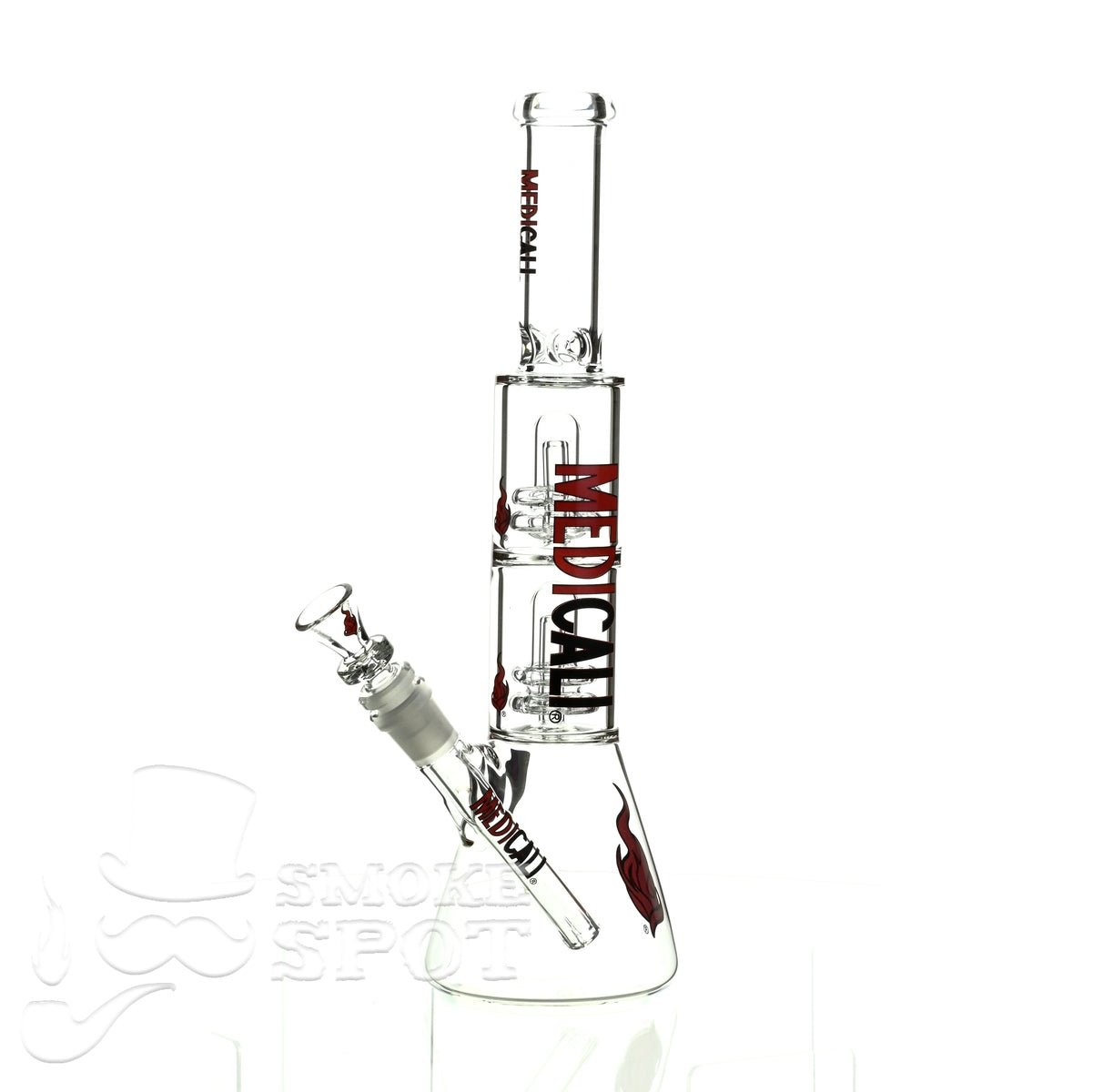 Medicali glass 13 inch double showerhead beaker - Smoke Spot Smoke Shop