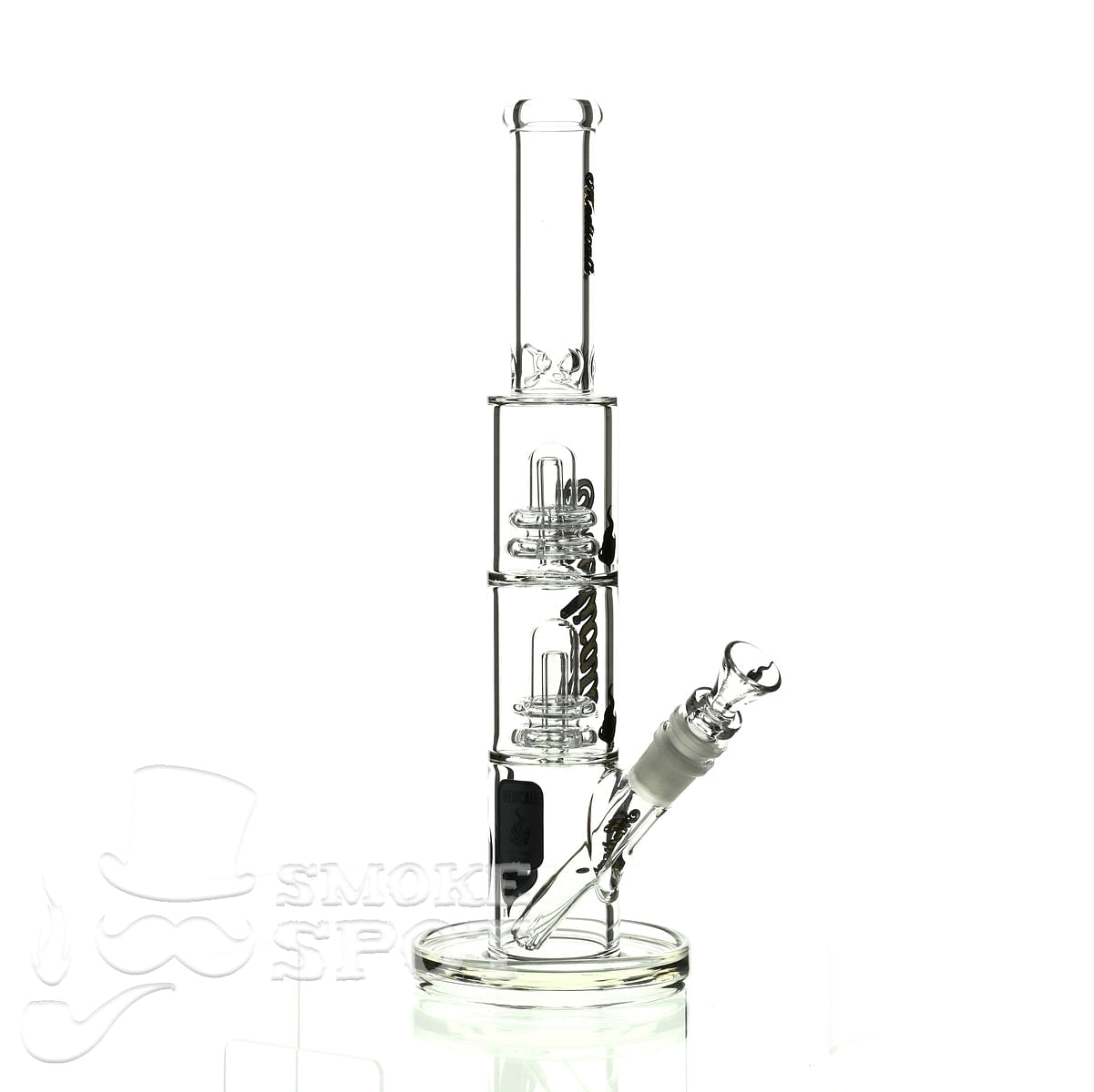 Medicali glass 13 inch double stack showerhead straight - Smoke Spot Smoke Shop