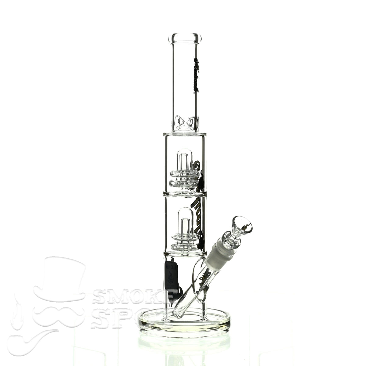 Medicali glass 13 inch double stack showerhead straight - Smoke Spot Smoke Shop